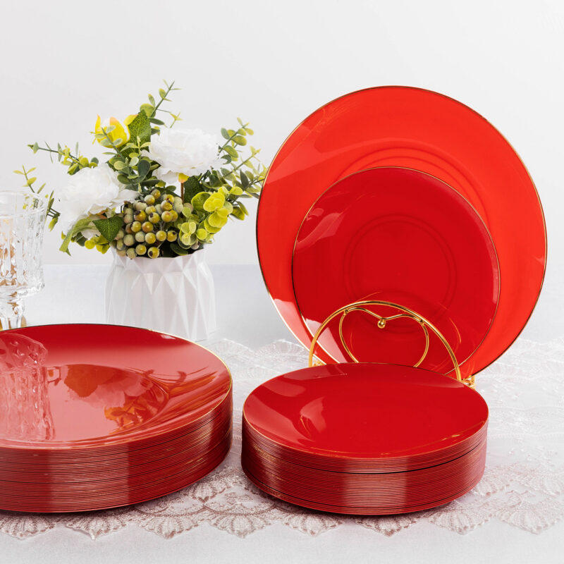 Red Plates with Gold Rim 4