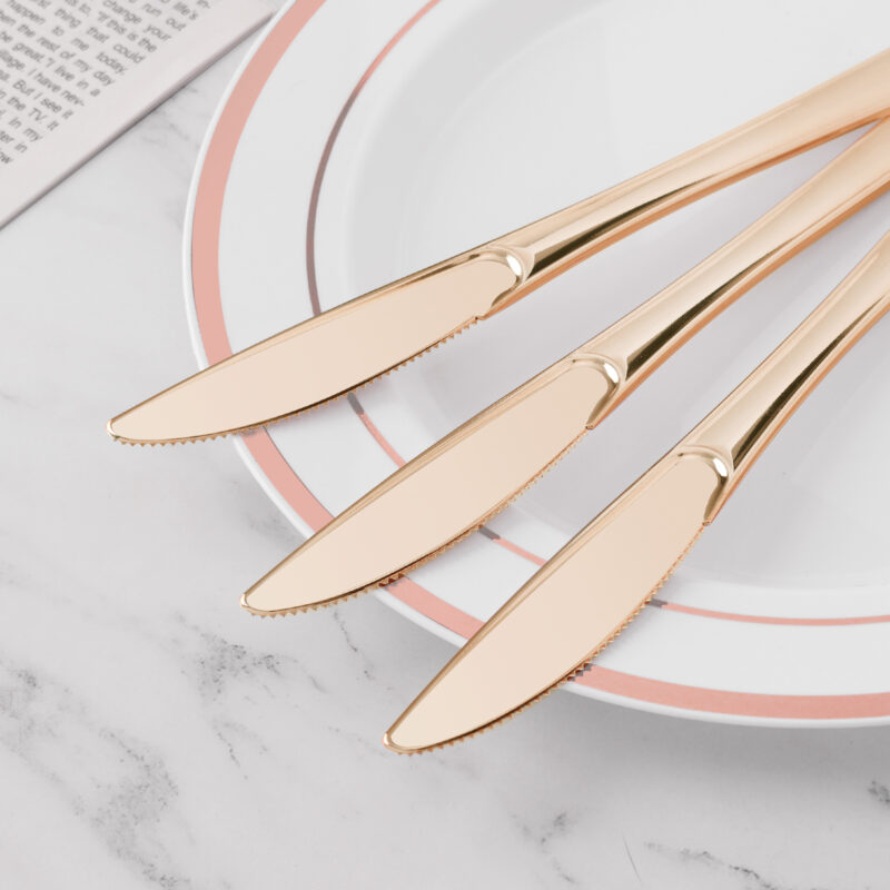 Rose Gold Plastic Knives 2
