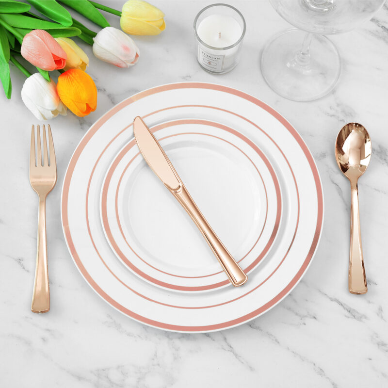 Rose Gold Plastic Knives 4