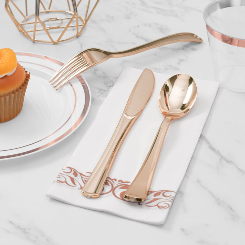 Rose Gold Plastic Knives 5
