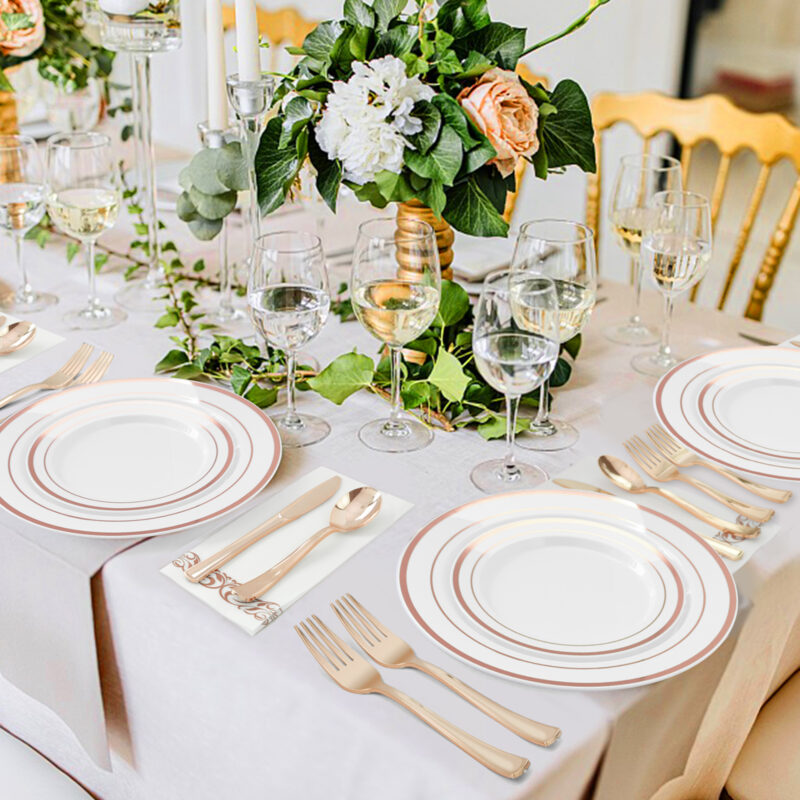 Rose Gold Plastic Knives 6