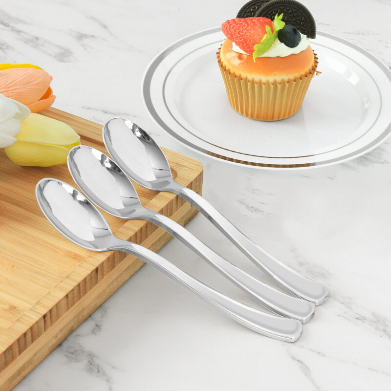 Silver Plastic Spoons 2