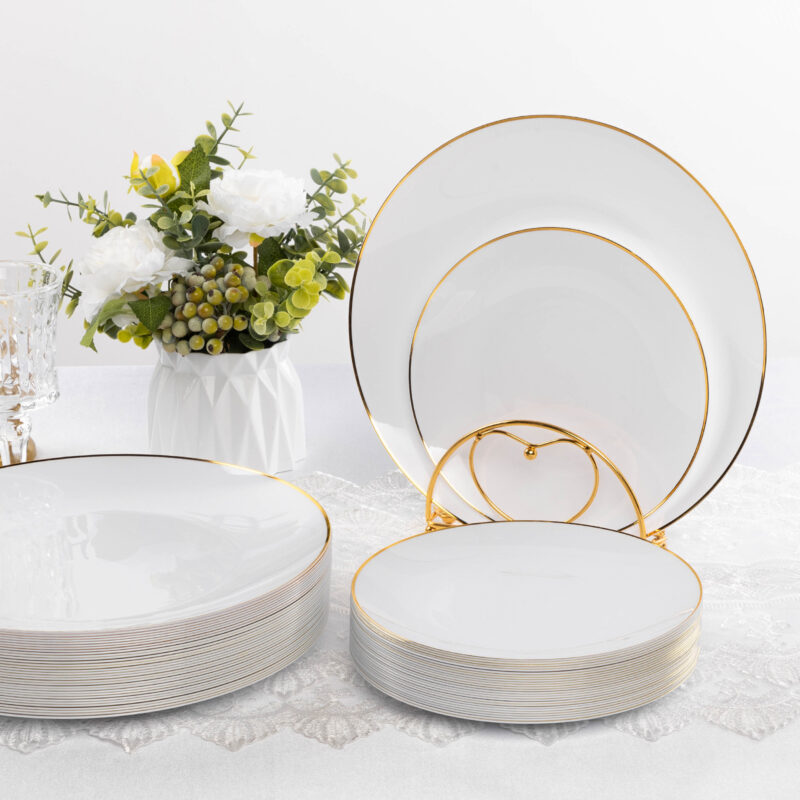White Plates with Gold Rim 5